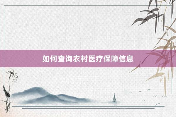 如何查询农村医疗保障信息